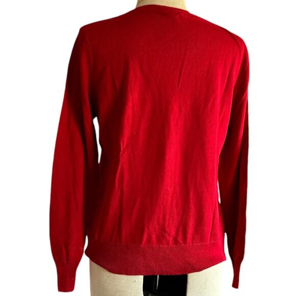 Womens Sweater Size Large Petite Red Classic Academia Professional Preppy Office - Picture 3 of 7